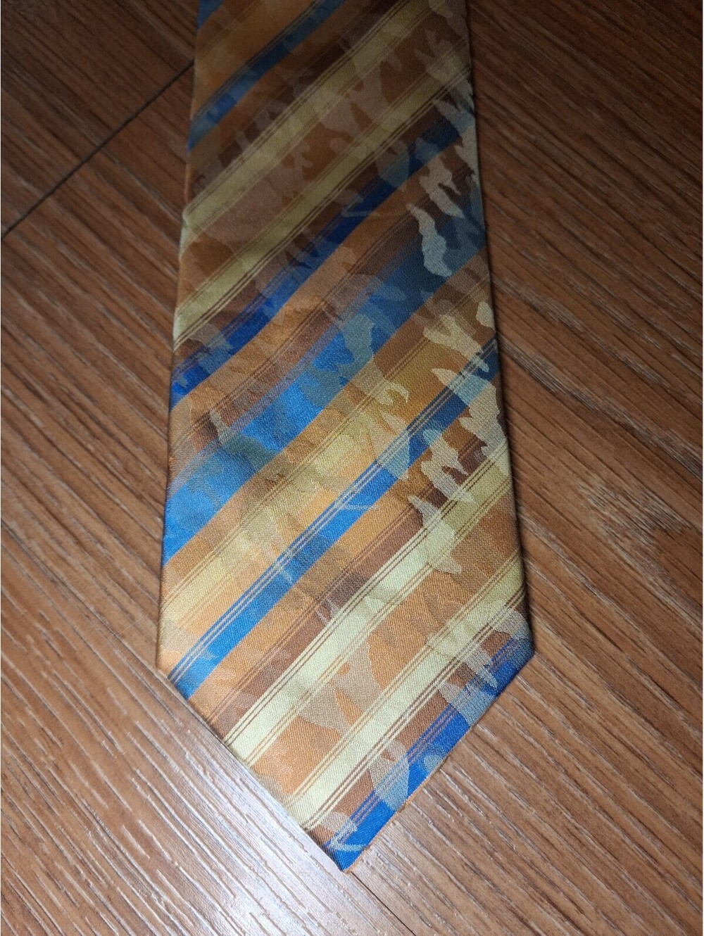 Bugatchi Silk Tie Gold Multicolor Striped Made in Italy